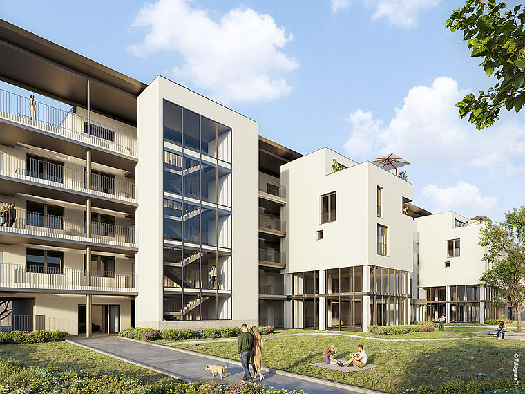 Neubauprojekt AuerOne Klagenfurt - Innenhofansicht ©Telegram71