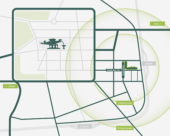 Stadtkarte Klagenfurt Auergasse / Mießtalerstraße AuerOne